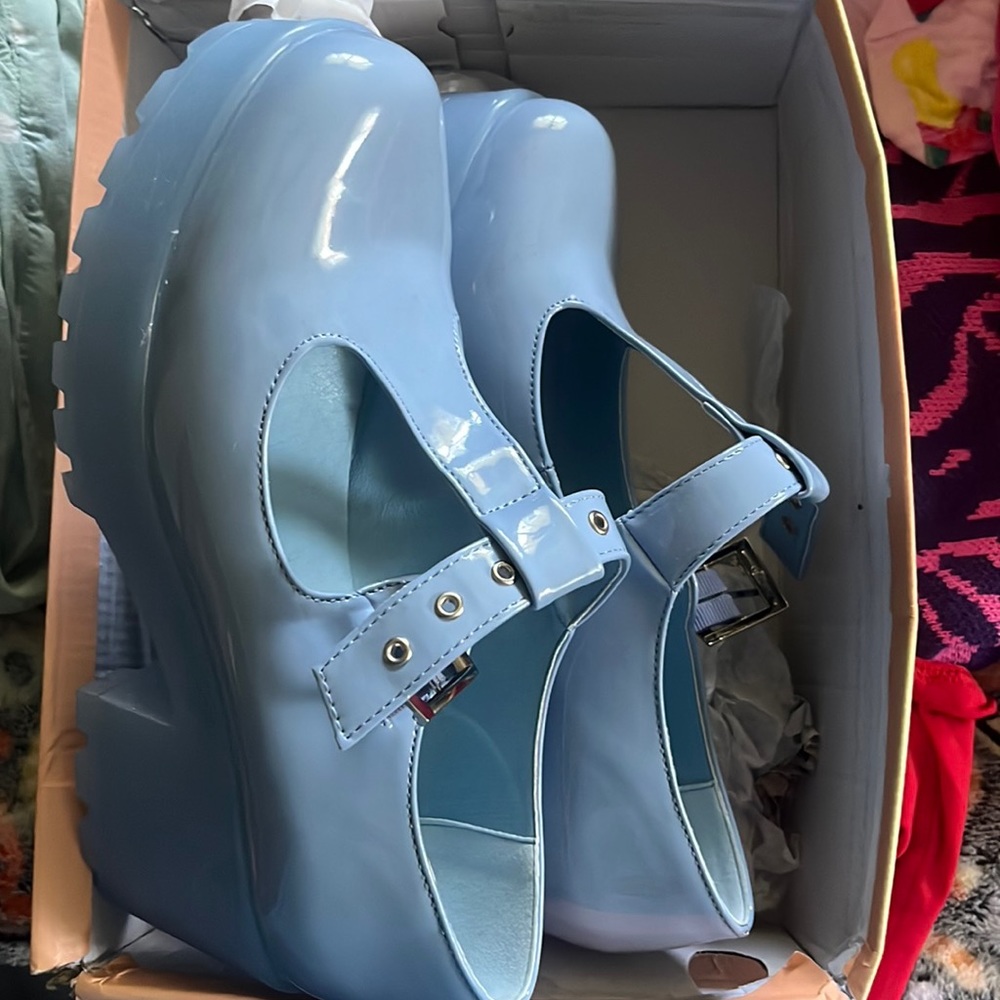Blue patent Mary Jane’s
